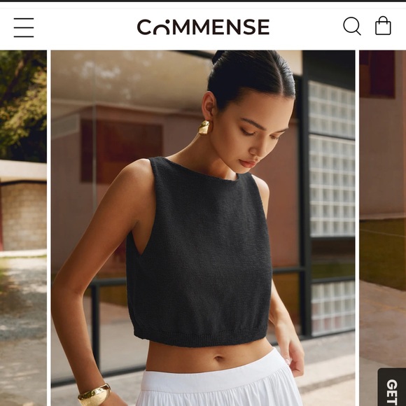 NWT Commense black boat neck crop top - Picture 3 of 3